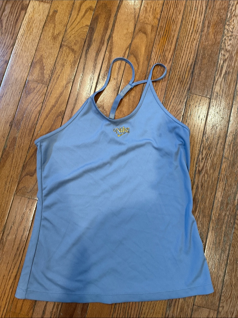 Nike Light Blue Ribbed Tank with Gold Swoosh